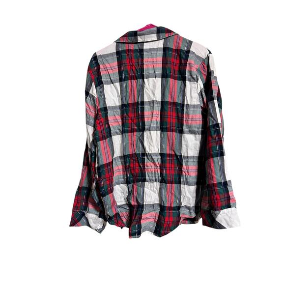 Victoria's Secret Red Plaid Long Sleeve Button Up Pajama Top Size Large - Picture 2 of 6